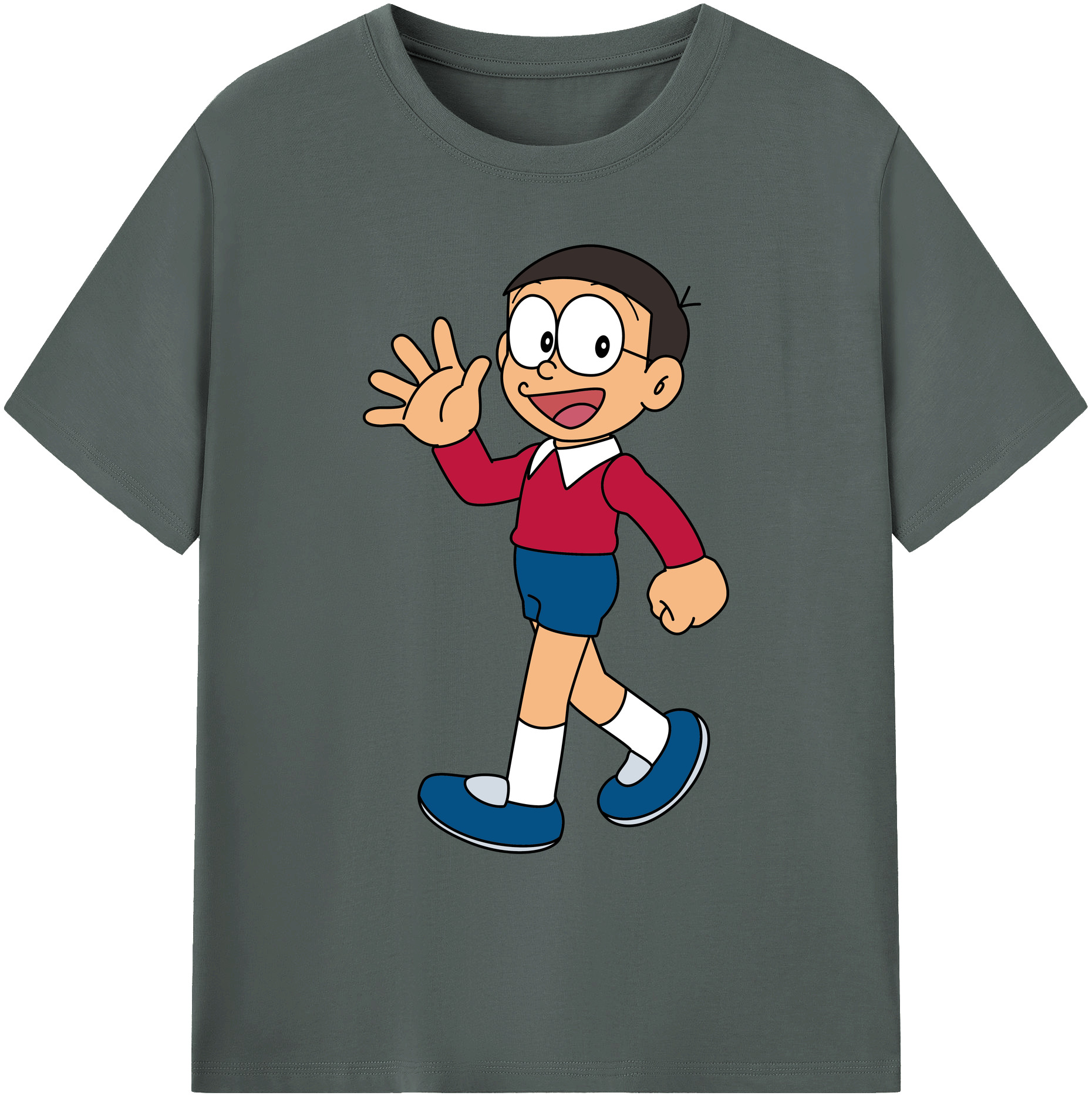 （画像用） ドラえもん 野比 のび太 Doraemon Nobita Nobi 綿100％ メンズ半袖Tシャツ｜肌触りやわらか＆通気性